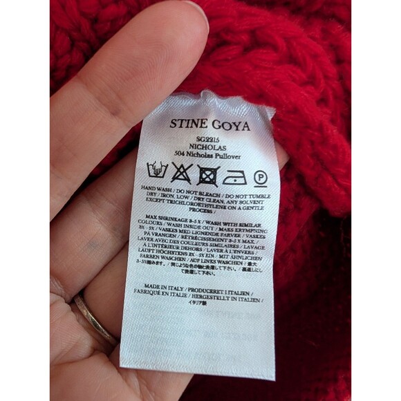 Stine Goya Nicholas Wool Lantern Sleeve Mock Neck Sweater Medium Red Chunky Knit - Picture 5 of 6